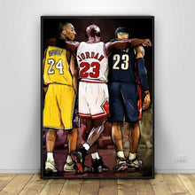 Load image into Gallery viewer, Basketball Star Kobe Michael LeBron Wall Art Print (70x100cm) - Fansee Australia
