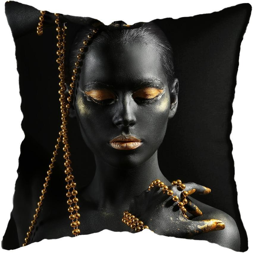 Black and Gold Beauty Art Cushion Covers - Decor Home