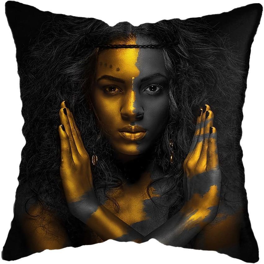 Black and Gold Beauty Art Cushion Covers - Decor Home