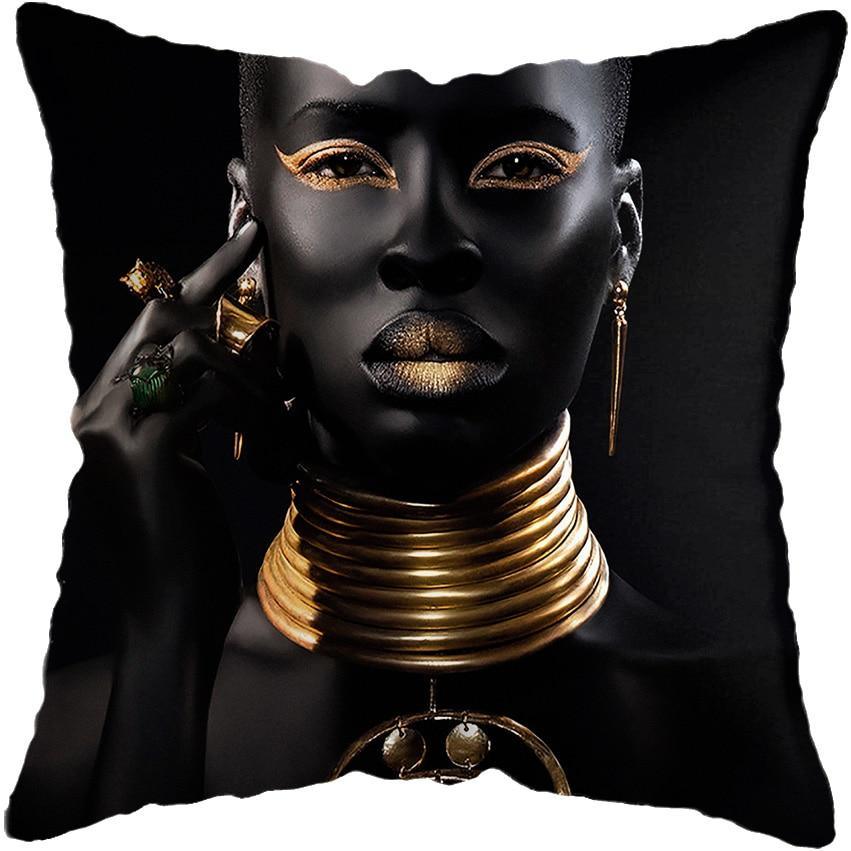 Black and Gold Beauty Art Cushion Covers - Decor Home