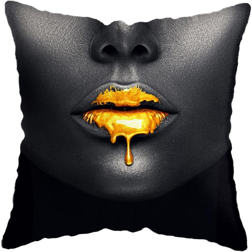 Black and Gold Beauty Art Cushion Covers - Decor Home
