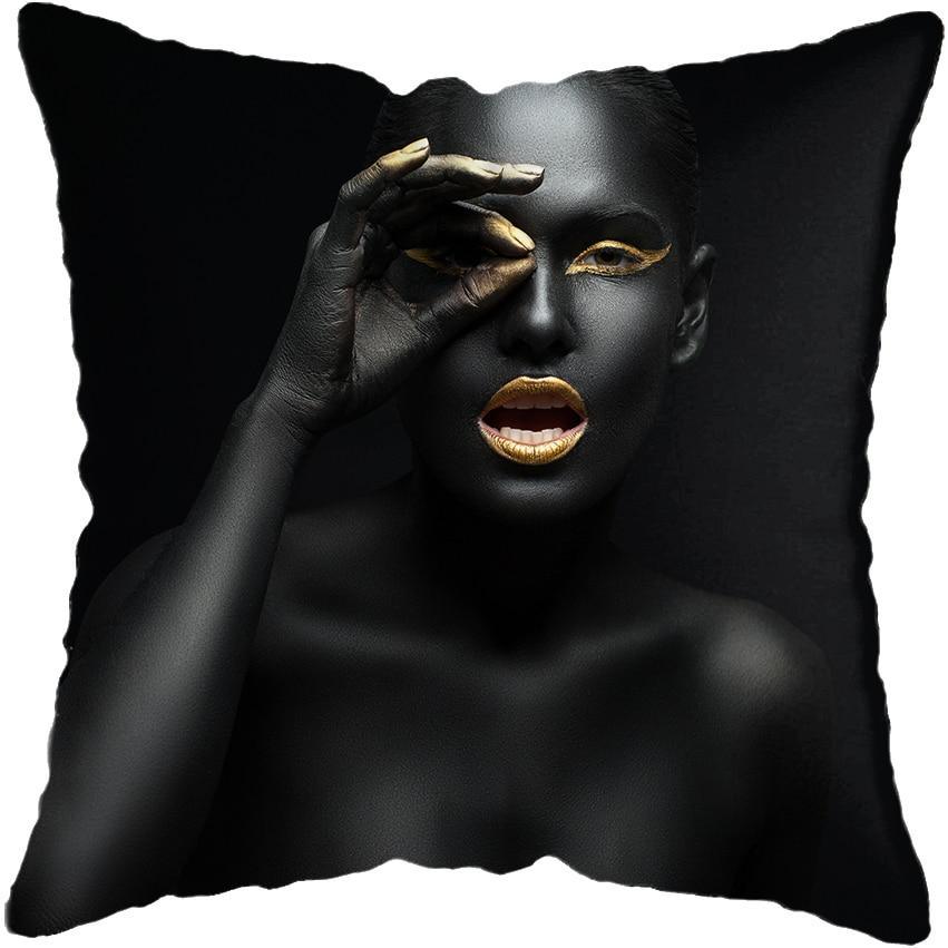 Black and Gold Beauty Art Cushion Covers - Decor Home