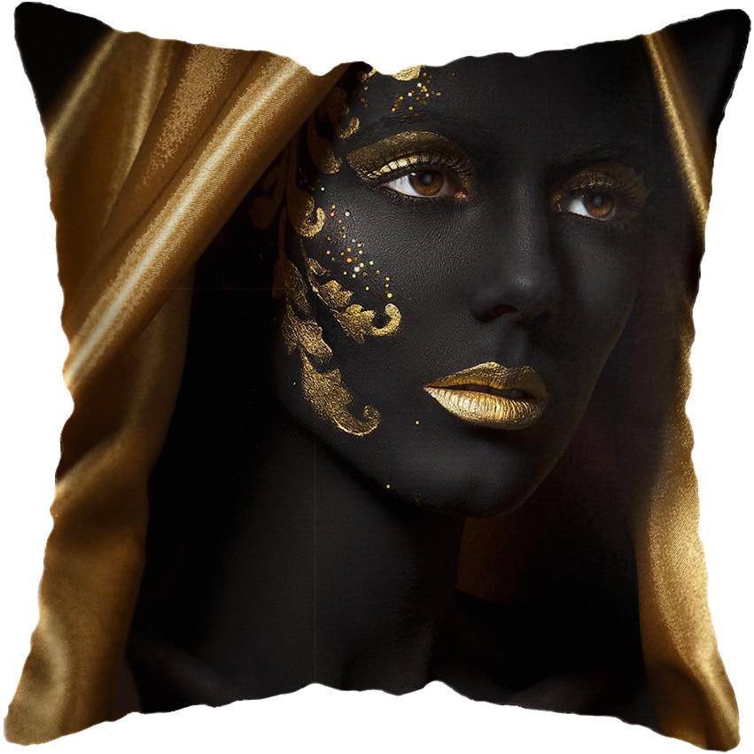 Black and Gold Beauty Art Cushion Covers - Decor Home