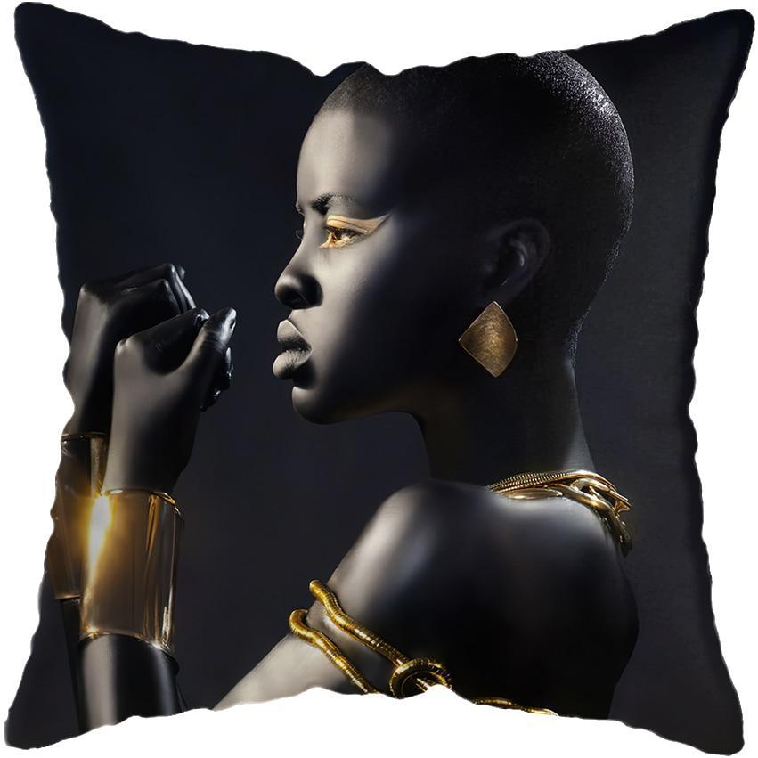 Black and Gold Beauty Art Cushion Covers - Decor Home