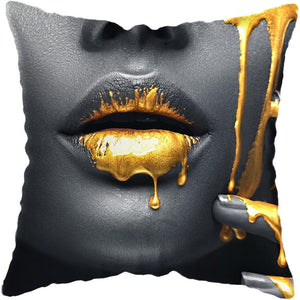 Black and Gold Beauty Art Cushion Covers - For Home Decor