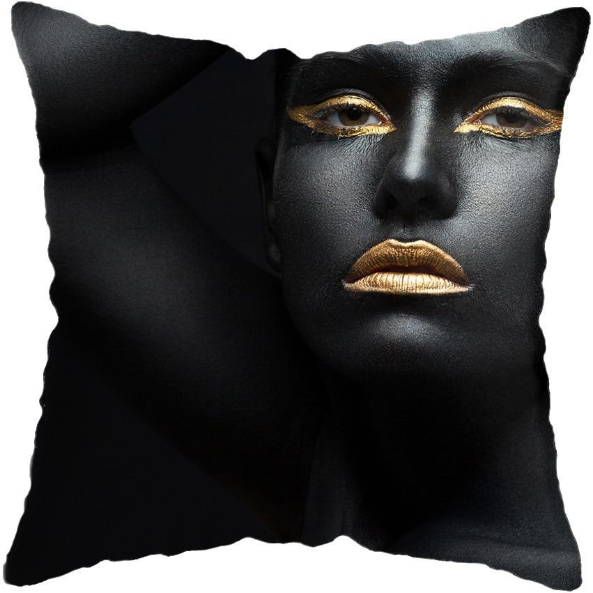 Black and Gold Beauty Art Cushion Covers - Decor Home