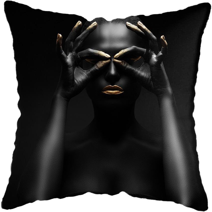 Black and Gold Beauty Art Cushion Covers - Decor Home