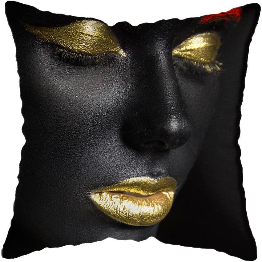Black and Gold Beauty Art Cushion Covers - Decor Home