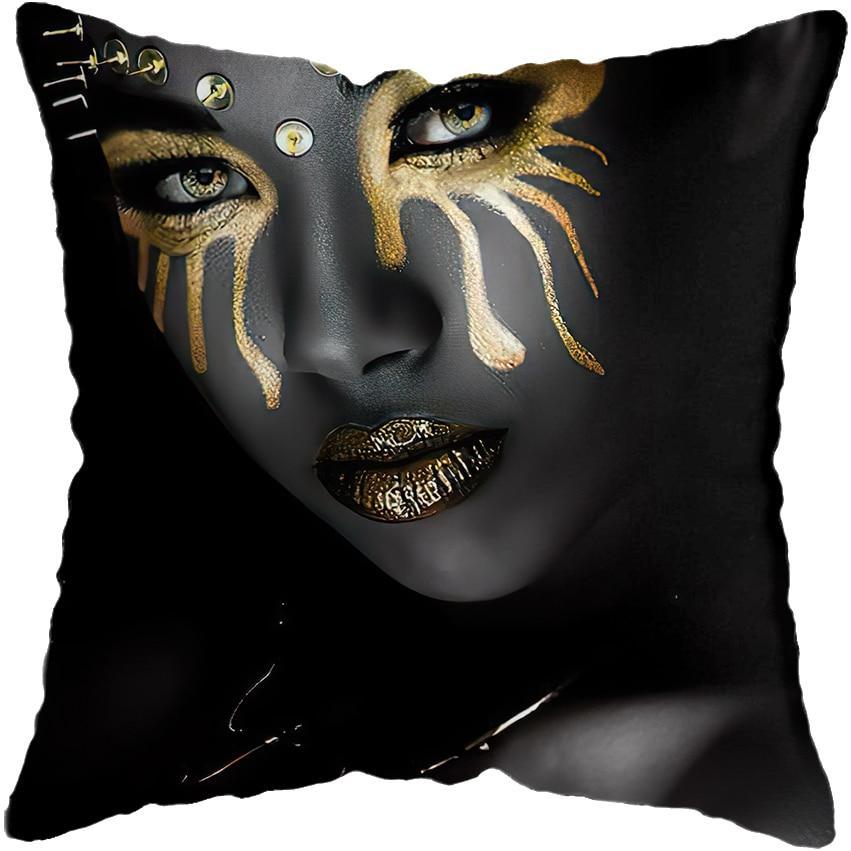 Black and Gold Beauty Art Cushion Covers - Decor Home
