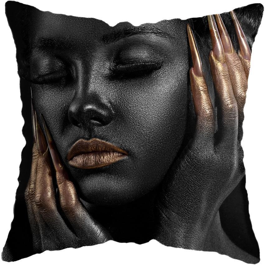 Black and Gold Beauty Art Cushion Covers - Decor Home