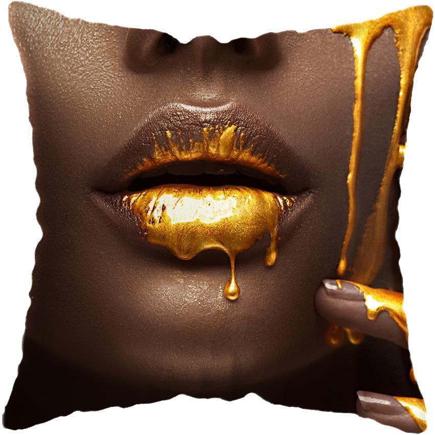 Black and Gold Beauty Art Cushion Covers - Decor Home
