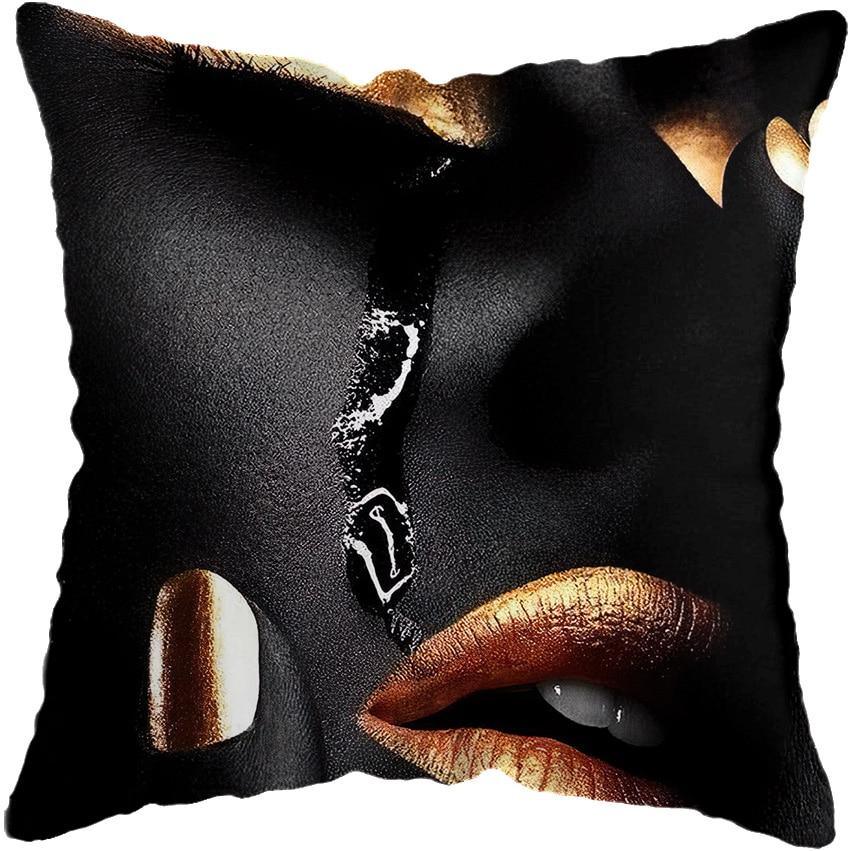 Black and Gold Beauty Art Cushion Covers - Decor Home