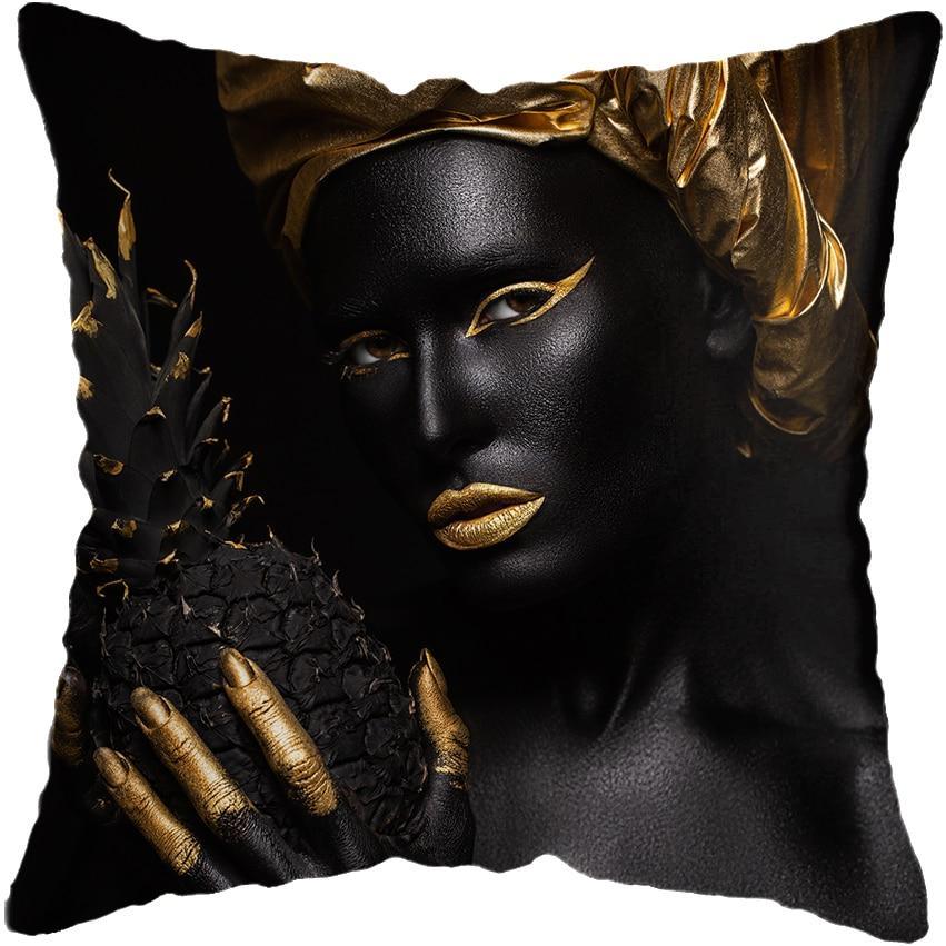 Black and Gold Beauty Art Cushion Covers - Decor Home