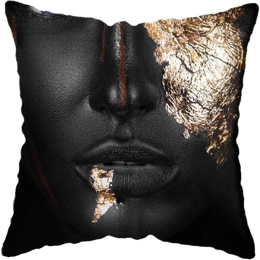 Black and Gold Beauty Art Cushion Covers - Decor Home