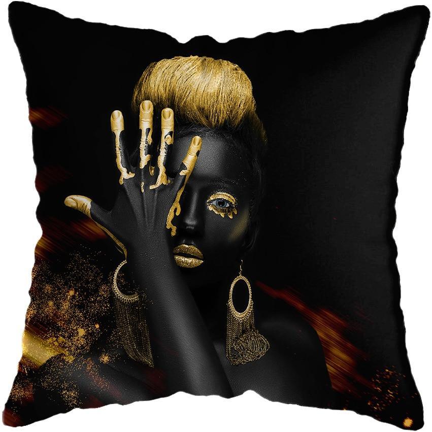 Black and Gold Beauty Art Cushion Covers - Decor Home