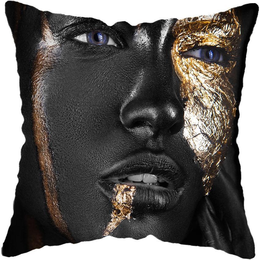 Black and Gold Beauty Art Cushion Covers - Decor Home