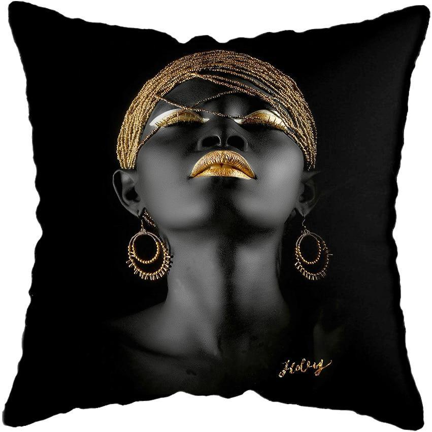 Black and Gold Beauty Art Cushion Covers - Decor Home