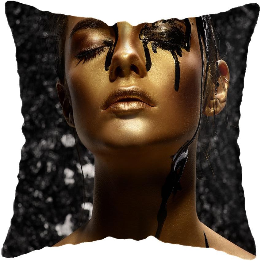 Black and Gold Beauty Art Cushion Covers - Decor Home