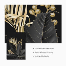 Load image into Gallery viewer, Black and Gold Botanic Wall Art Canvas Print - For Home Decor
