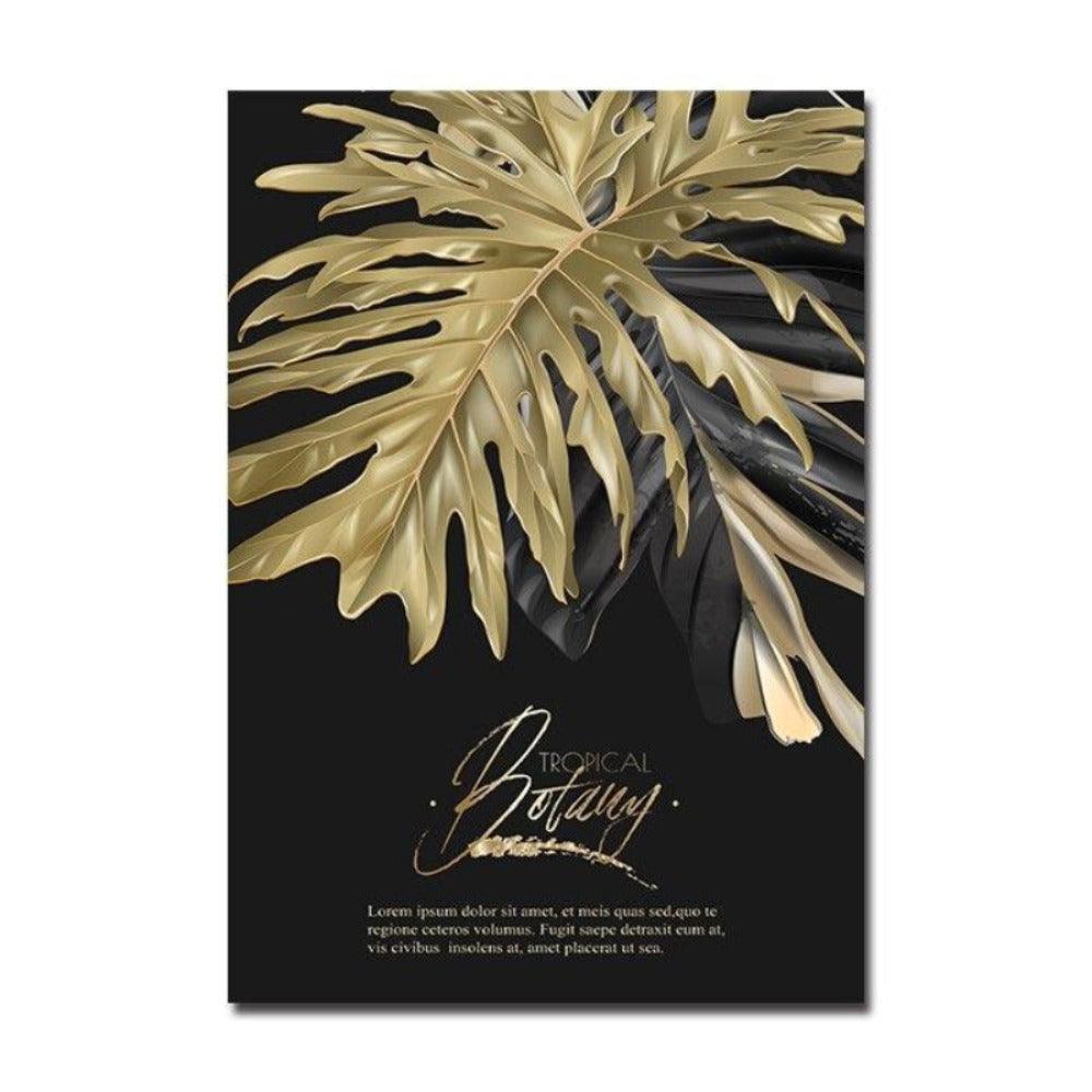 Botanic Wall Art Prints Black and Gold (60x90cm) - Decor Home