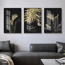 Load image into Gallery viewer, Black and Gold Botanic Wall Art Canvas Print - For Home Decor
