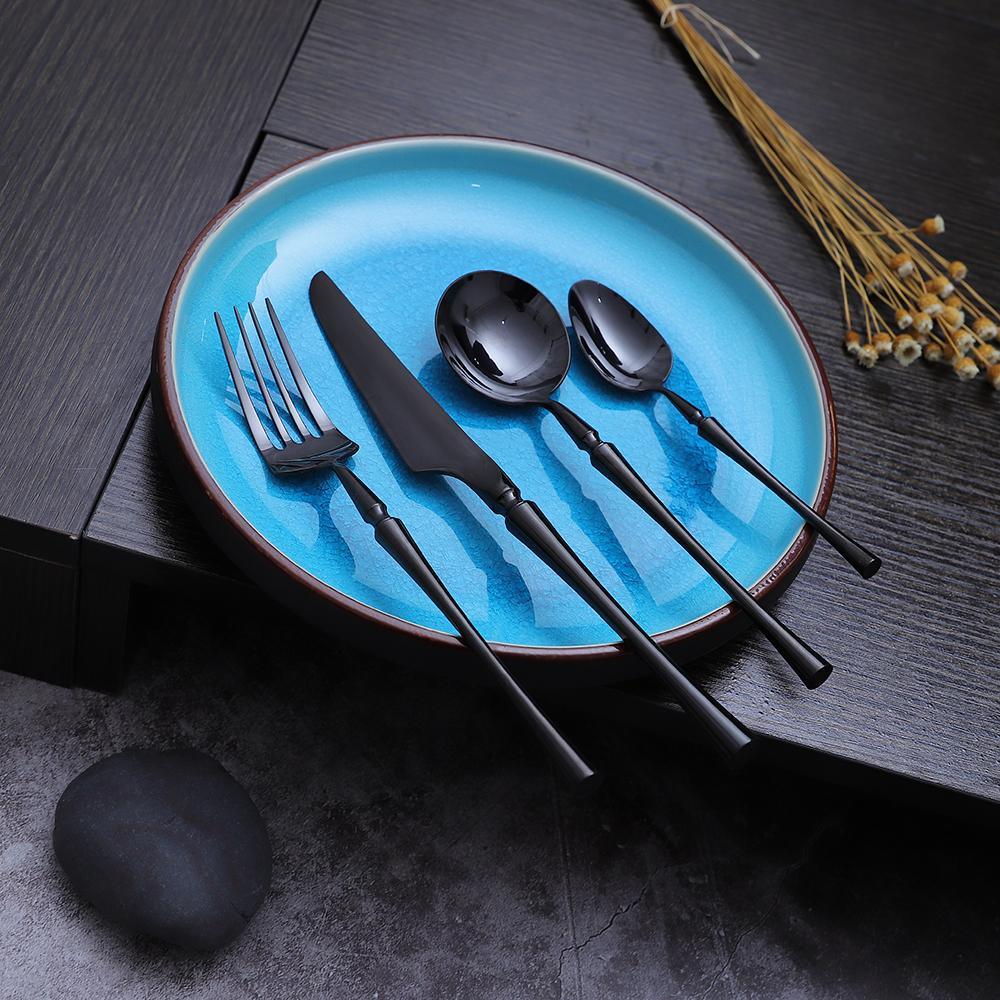Black Cutlery Set 16 Pieces - Black Unicorn - Decor Home