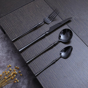 Black Cutlery Set - Black Unicorn (16 Piece Cutlery Set) - For Home Decor