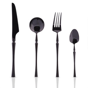 Black Cutlery Set - Black Unicorn (16 Piece Cutlery Set) - For Home Decor