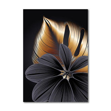 Load image into Gallery viewer, Black Golden Plant Leaf Canvas Poster Print Modern Home Decor Abstract Wall Art Painting Nordic Living Room Decoration Picture - Fansee Australia
