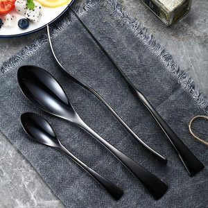 Black Stainless Steel Cutlery Set (16 Piece Set) - For Home Decor