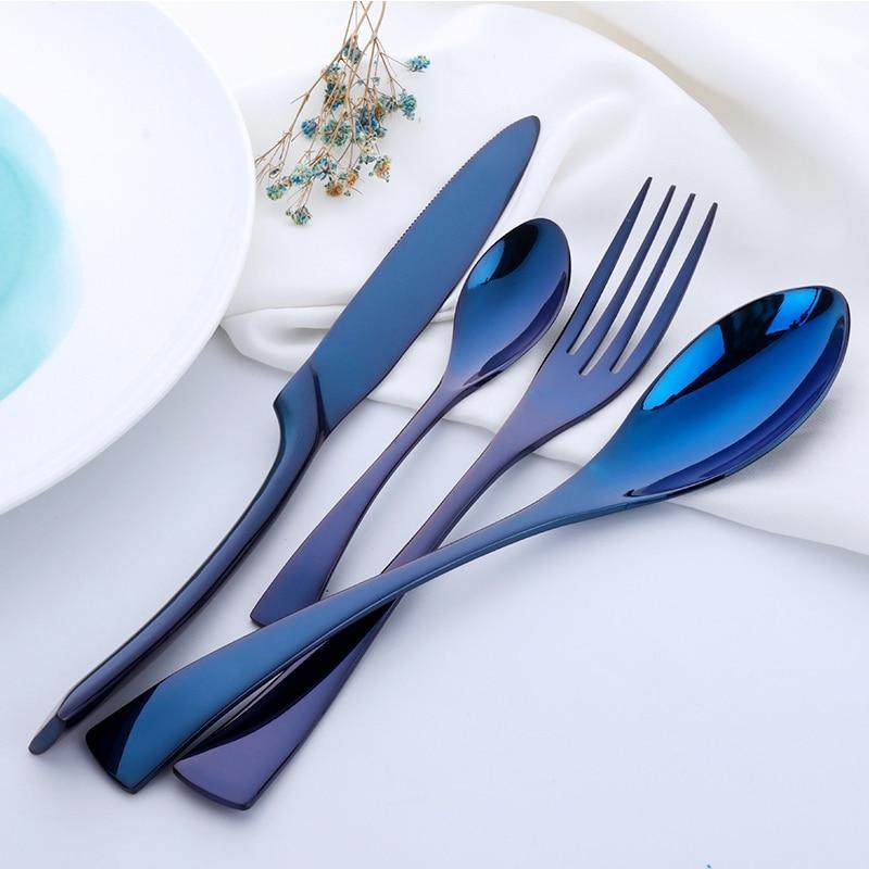 Blue Stainless Steel Cutlery 16 Piece Set - Decor Home