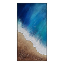 Load image into Gallery viewer, Blue Sea Shore Mixed Media Framed Oil Painting - Fansee Australia
