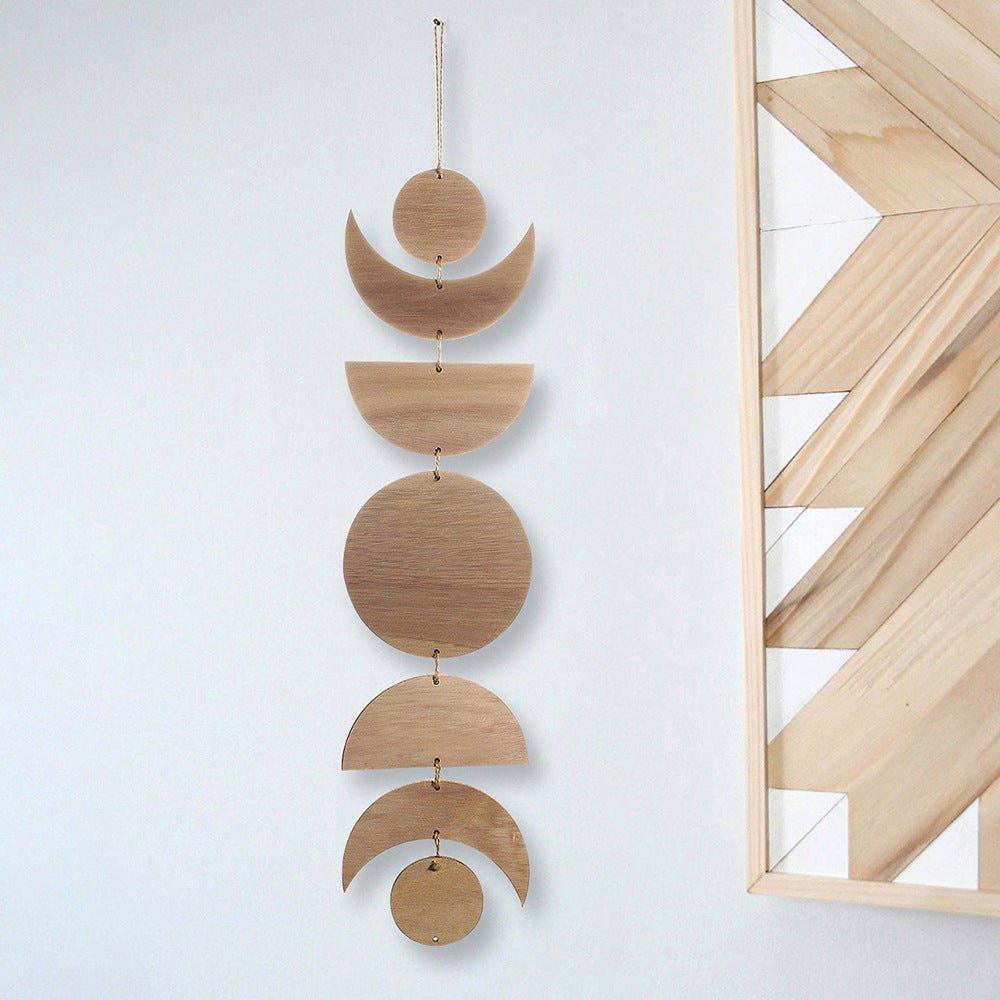 Boho Style Wooden Moon Phase Garland Wall Hanging - Decor Home