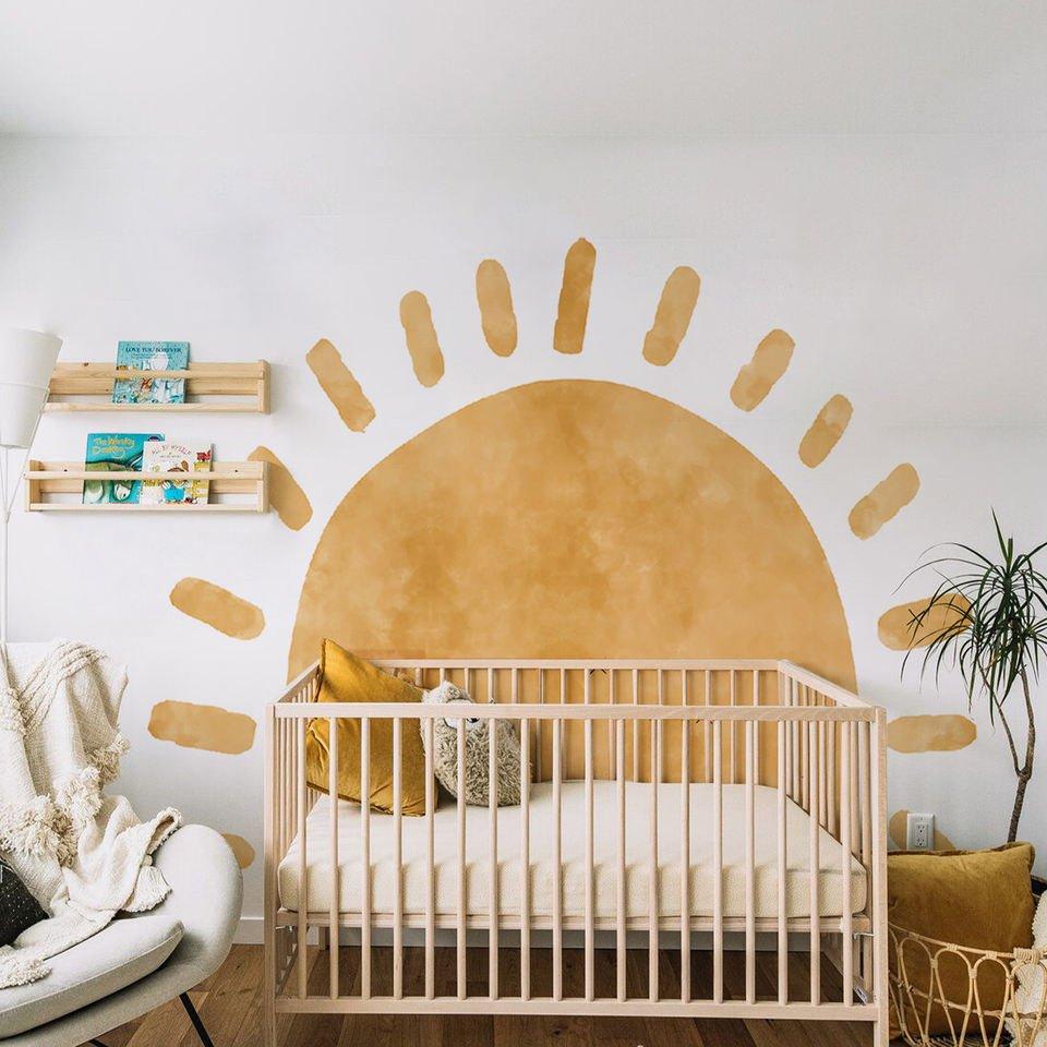 Large Fabric Sun Self-Adhesive Wall Decals - Decor Home