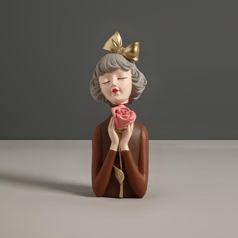 Cute Girl Sculpture Vase - Brown - Decor Home