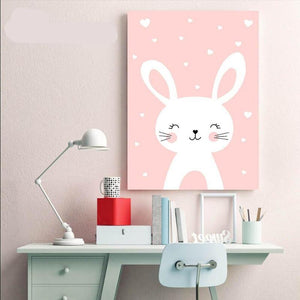 Cat & Rabbit Nursery Wall Art (Prints 50x70cm) - For Home Decor