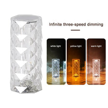 Load image into Gallery viewer, Crystal White LED USB Dimmable 3- Colour Table Lamp - Fansee Australia
