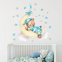 Load image into Gallery viewer, Cute Baby Bear Sleeping On Moon Wall Stickers - Fansee Australia
