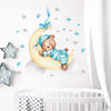 Cute Baby Bear Sleeping On Moon Wall Stickers - Fansee Australia