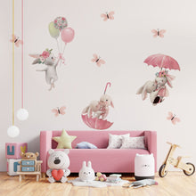 Load image into Gallery viewer, Cute Rabbits Flying On Umbrella Wall Stickers - Fansee Australia
