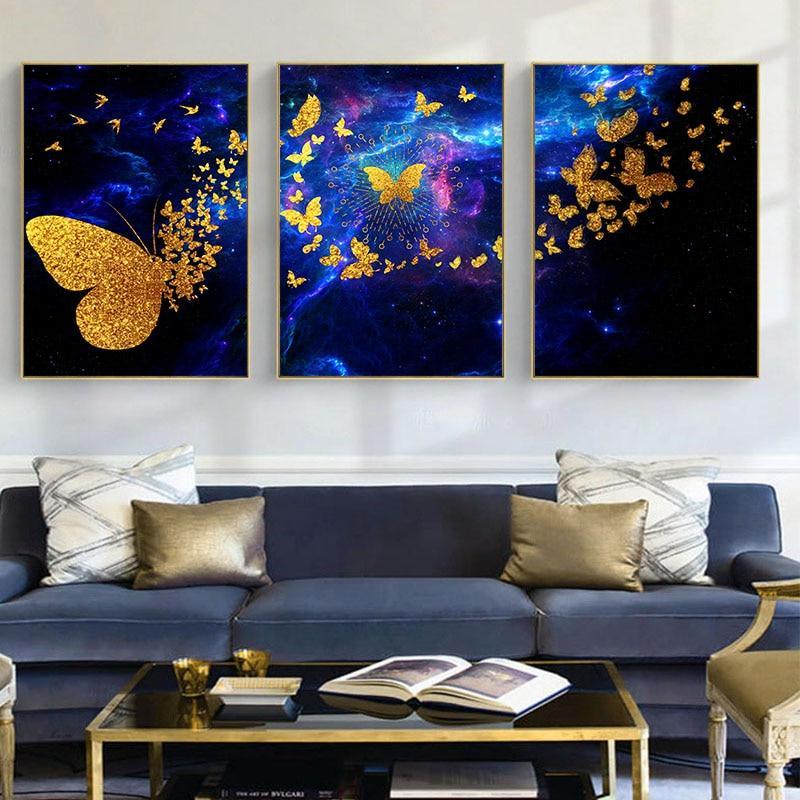 Golden Butterfly Wall Art Prints (60x90 cm) - Decor Home