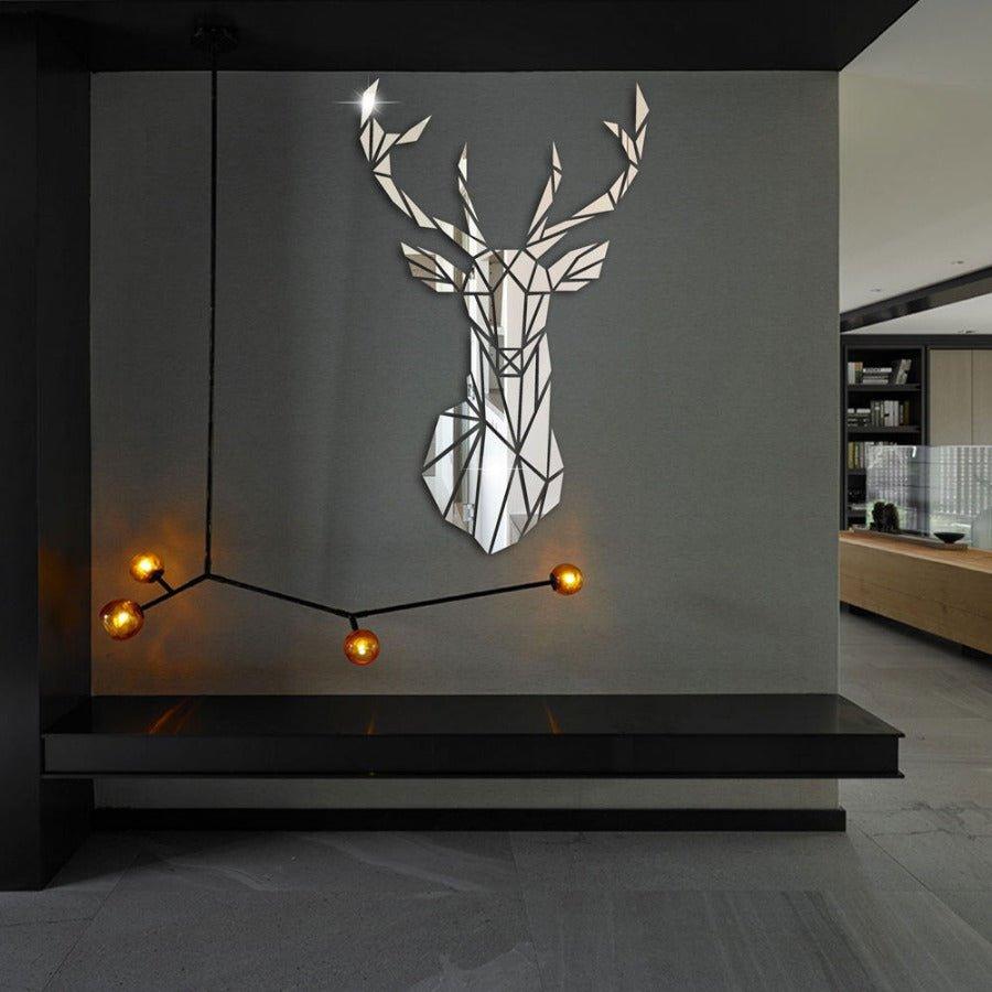3D Deer Head Mirror Wall Stickers - Decor Home