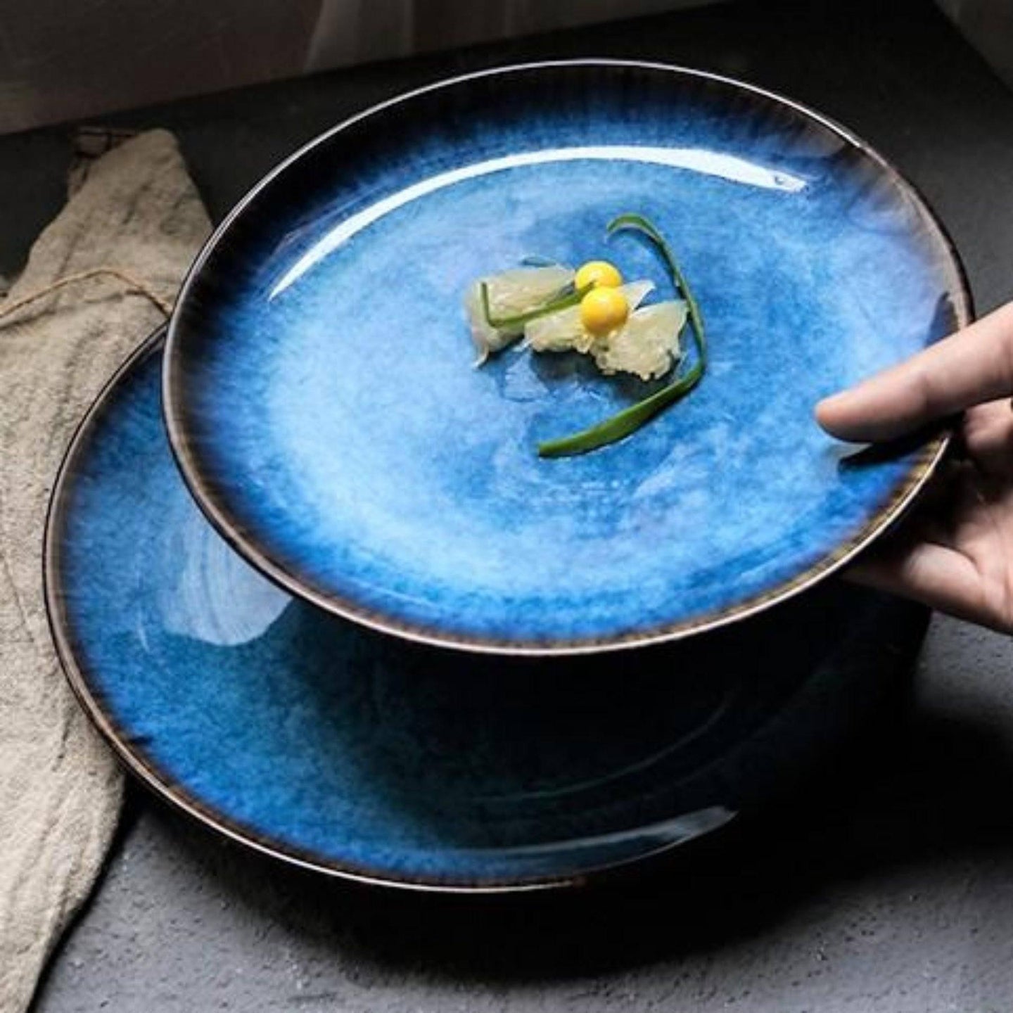 23cm Cosmic Dawn Blue Dinner Plate Set of 4 - Decor Home