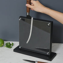 Load image into Gallery viewer, Double-Sided Magnetic Natural Bamboo Knife Holder Knife Block Black - Fansee Australia
