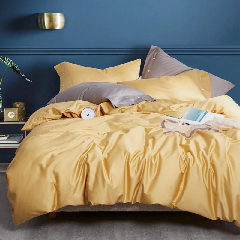 600TC Satin Solid Color bed Quilt Cover Set 4 Pcs - Decor Home