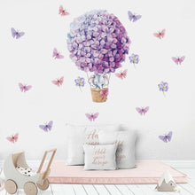 Load image into Gallery viewer, Elephant on Purple Flowers Hot Air Balloon Kids Room Wall Stickers - Fansee Australia
