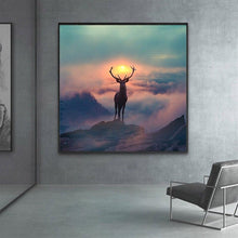 Load image into Gallery viewer, Elf Deer with Spectacular Landscape Wall Art Canvas (70x70cm) - For Home Decor
