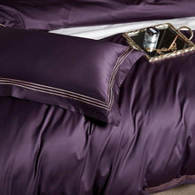 Load image into Gallery viewer, Lavish Egyptian Cotton Sheet Set with Embroidered in Deep Purple Colour- For Home Decor
