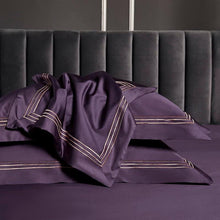 Load image into Gallery viewer, Lavish Egyptian Cotton Pillowcases Set Embroidered Deep Purple - For Home Decor
