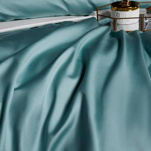 Embroidered Deep Green Blue Duvet Cover Set Premium Soft Egyptian Cotton Bedding set Queen/King size 4Pcs 1BedSheet 2Pillowcases - For Home Decor